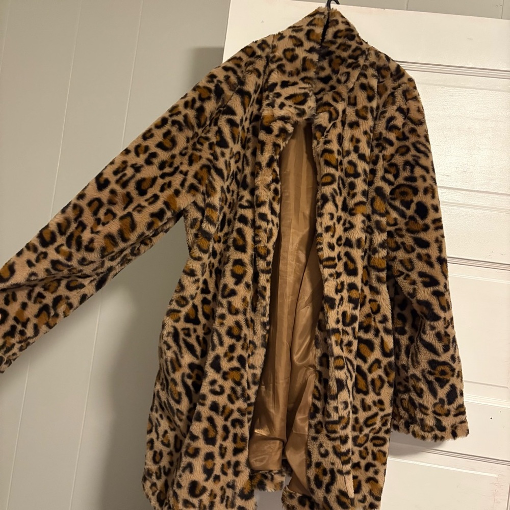 Leopard Print Faux Fur Coat